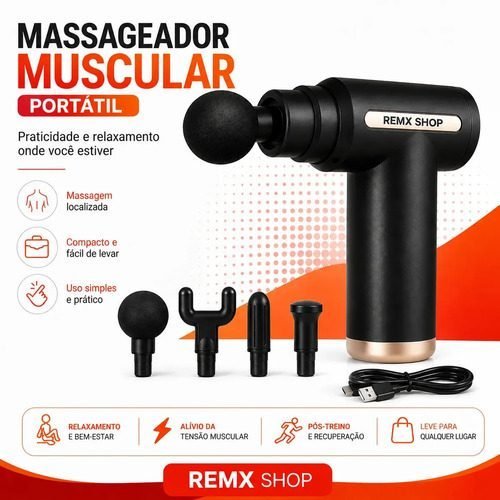 Massageador Pistola Elétrica Profissional Muscular Portátil Aparelho Fisioterapi