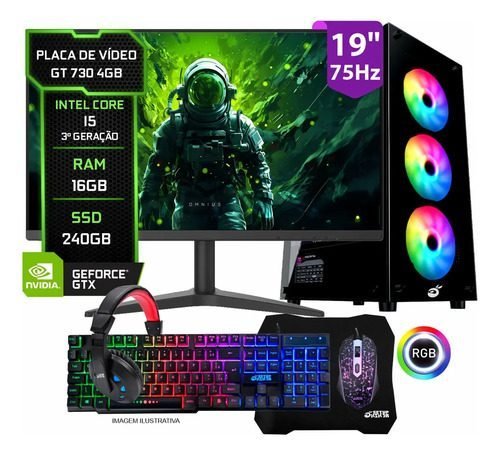 Pc Gamer Completo Setup Ninja Shadow Ii, Intel Core I5, 16gb Ram, Ssd 240gb, Placa De Vídeo 4gb, Monitor 19 , Kit Periféricos