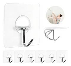 Ganchos Adesivos Transparentes Kit 6 Cozinha Banho 6pcs