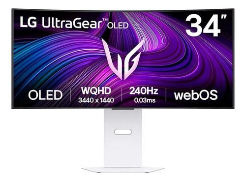 Monitor LG UltraGear Smart OLED Curvo 34”- QHD 2K, 240Hz, 0,03ms (GtG), WebOS, DCI-P3, HDR400, NVIDIA G-SYNC, AMD FreeSync Premium, Branco - 34GX90SA