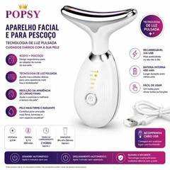 Aparelho Facial Popsy Massageador para Rosto e Pescoço com LED e EMS