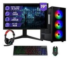 Pc Gamer Intel I5 16gb Ssd 240gb Placa Vídeo 4gb Monitor 19