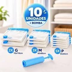 Kit 10 Sacos À Vácuo P M G Com Bomba Manual Roupa Viagem