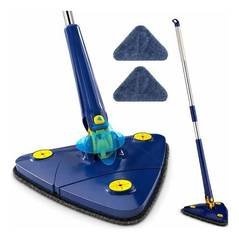 Esfregão Mop Giratório 360° Snel Home Triangular Azul-Marinho Microfibra