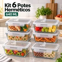 Kit 6 Potes de Vidro Herméticos Borossilicato Com Tampa e Válvula De Respiração 