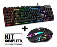 Kit Teclado E Mouse Gamer Led Rgb Para Notebook Computador Preto