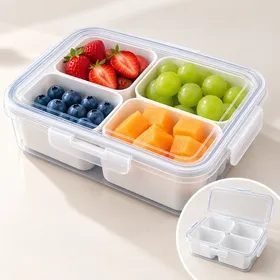 Pote Hermético 4 Divisórias Organizador De Geladeira Cozinha