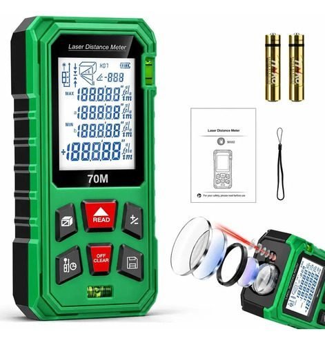 SHAWTY Trenas Laser de 70m, Telêmetro a Laser, Tela LCD com Retroiluminação, Medidor de Distância a Laser com Modo Silencioso, Medidor a Laser para Residências, Edifícios e Áreas