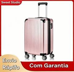 Mala de Bordo Rígida Sweet Studio para Viagem em ABS 47L Rosa