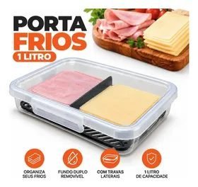 Pote Porta Frios Duplo Plástico 1litro Hermético Empilhavel