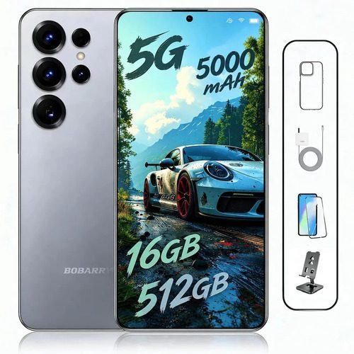 Celular 5G Smartphone 512GB ROM + 16GB RAM, Dimensity 7200, Bateria 5000 Mah ,Tela 6.78 , Android 15, Camera 32mp+18mp, GPS, Dual Sim, Azul