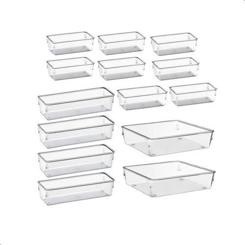 Kit Organizadores Com 14 Multiuso Gavetas Empilhavel