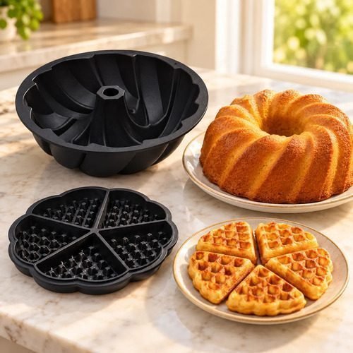 Kit 2 Formas De Silicone Cesto Air Fryer Bolo Waffle Cozinha
