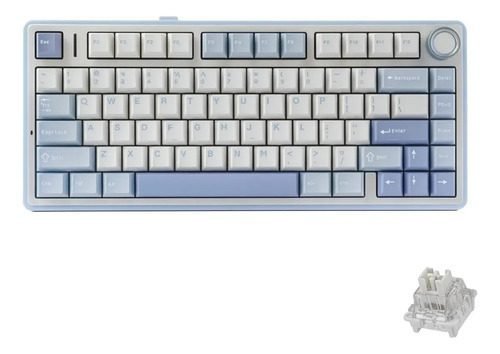 Teclado Aula F75 Sem Fio Mecânico Tri Mode Hot Swap Cor de teclado Azul Sal Marinho Idioma Inglês US