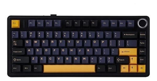Teclado Mecânico Aula F75 Preto Sem Fio Tri Mode 75% Hotswap Rgb Idioma Inglês Us