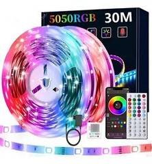 30m Fita De Luz Led Rgb Colorida Com Controle Remoto + Fonte