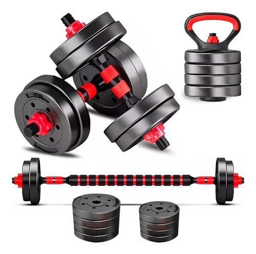 Kit Halteres e Anilhas Ajustáveis 15kg para Kettlebell, Barras e Flexões Marca Als Sports