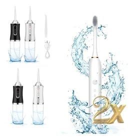 Kit 2 Escova Dente Elétrica Sônica + Irrigador Limpeza Bucal