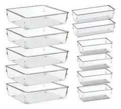 Kit 11 Organizador Modular Multiuso Gaveta Acrilico Quadrado