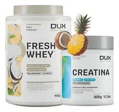 Delicioso Whey Dux 900g Isolado + Creatina 300g 100% Pura Sabor Coco E Abacaxi