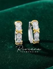 Brinco Argola Click Semijoia Brilhantes Bambu X Luxo Ano Nov