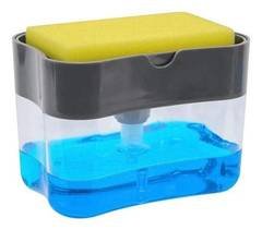 Dispenser Sabão 2x1 Detergente Suporte Porta Bucha Esponja Cor Preto
