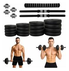 Kit De Halter Ajustável Peso 30kg Musculação Academia Cor Preto