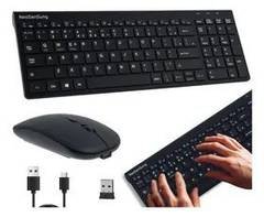 Kit Teclado E Mouse Sem Fio Bluetooth Usb Silencioso Abnt2