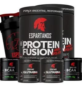 Combo Duplo Whey Fusion + 2x Bcaa + 2x Glutamina + Shaker
