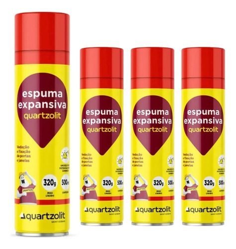 Quartzolit Espuma Profissional Selante Portas Janela Kit 4un