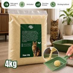 Areia Higiênica Para Gatos Feita de Mandioca e Milho Biodegradável Alta Absorção
