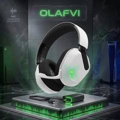 Headset Gamer Sem Fio OLAFVI Captain 560 Branco com Microfone e Cancelamento de Ruído para Xbox, PS5 e PC