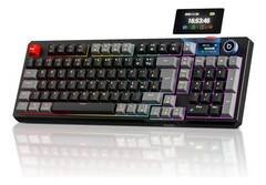 Teclado Mecânico Sem Fio Com Tela, Tri-Mode Bt5.0/2.4 G/Usb-C, Rgb Teclado Gamer Hot Swap Com Personalizável E Anti Ghosting, Teclado Switch Vermelho Wireless Para Jogos/Pc/Mac/Lin