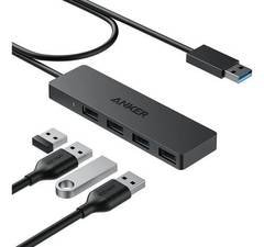 Hub USB 3.0 de 4 Portas Anker Transferência de Dados 5 Gbps Design Ultrafino, Compatível com MacBook, iMac, Surface, HDD, Linux e Mais (USB-A, 60 cm)