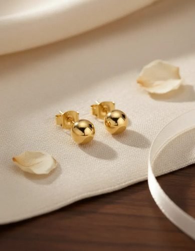 Brinco Semi Joia De 5mm Ouro18k Com Ponta Para Furo