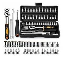 Kit Ferramenta Estojo Soquetes Chave Catraca Manual 46 Peças