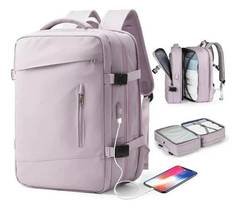 Mochila Executiva Expansível Mala Viagem Unissex Cor Rosa-claro Desenho Do Tecido Liso