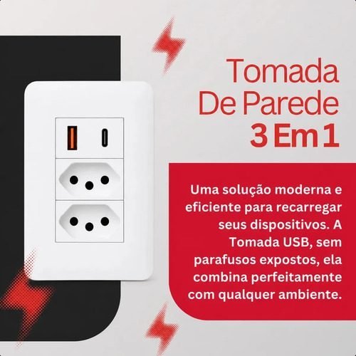 Tomada Inteligente Parede Usb Tipo C