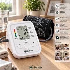 Aparelho de Pressão Digital Medidor de Pressão Arterial de Braço Automático Aparelho de Medir Pressão com Manguito Braçadeira Ajustável Monitor Cardíaco Uso Doméstico Para Adultos