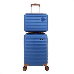 Kit Bolsa Mala Viagem Frasqueira Tamanho Pequeno com rodinha para 10kg Cor Azul-escuro