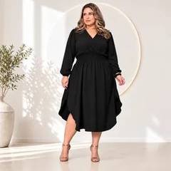 Vestido Feminino Plus Size Manga Comprida Moda Evangélica