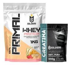 Kit: Whey Primal 1kg + Creatina 250g - Soldiers Nutrition Banana Com Morango