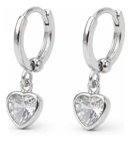Coração Zircônia Brinco Prata 925 Legítima Feminino Banhado