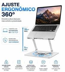 Suporte De Mesa Metal Para Notebook E Macbook Gira 360° Grau