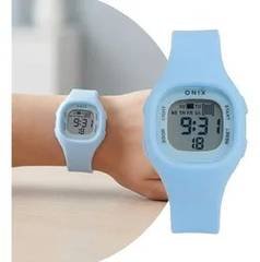 Relógio Feminino Digital Azul Quadrado Fashion Onix