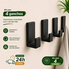Kit 4 Gancho Cabide Suporte Porta Toalha De Parede Banheiro