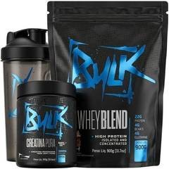 Kit Whey Protein 900g + Creatina 300g + Shaker Sabor Morango