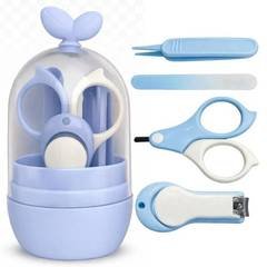 Kit Higiene Bebê 4 Peças Tesoura Cortador Lixa Beexcellent Azul