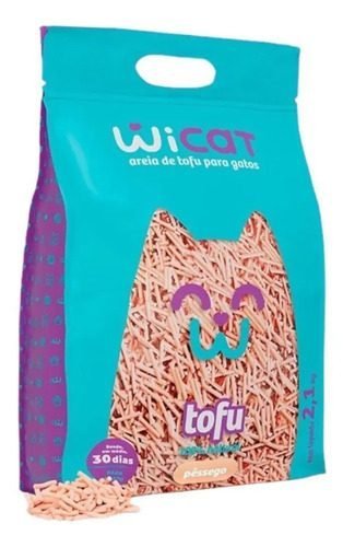 Areia Higiênica Biodegradável de Tofu Fragrância de Pêssego 2,1kg Wicat
