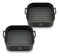 Kit 2 Formas de Silicone Quadradas para Air Fryer Domez, Reutilizáveis e Laváveis em Lava-Louças